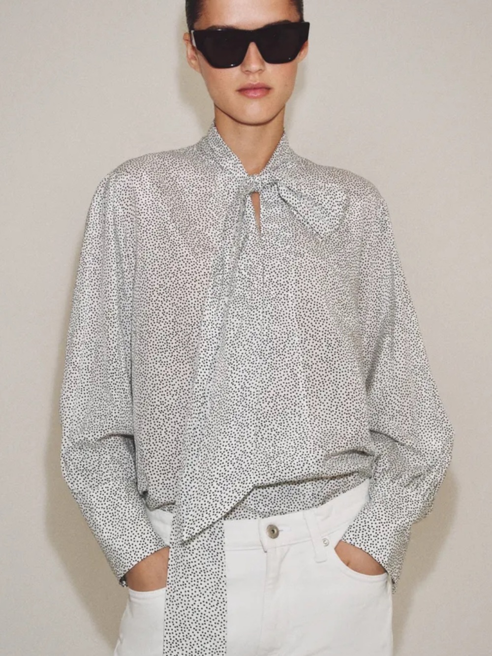 ZARA NWT ZW Collection Printed Button Blouse XL Long Sleeve Oversize 1117/209